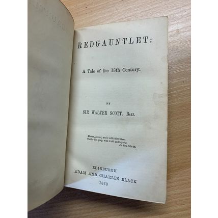1863 SIR WALTER SCOTT "REDGAUNTLET/BETROTHED/HIGHLAND WIDOW" HB BOOK (P4)