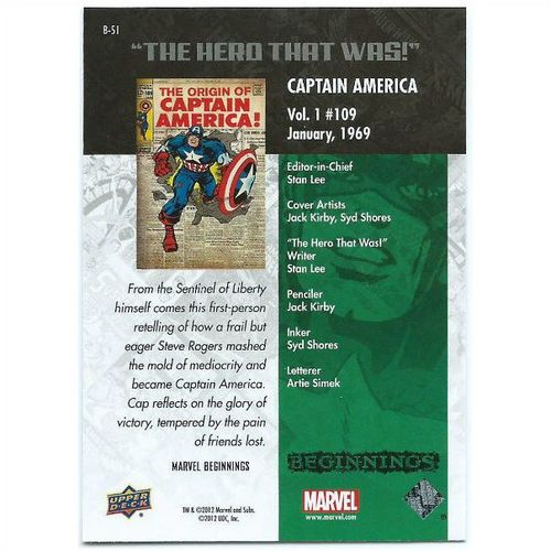 2012 Marvel Beginnings 2 Breakthrough Issues - #B-51 - Captain America #109