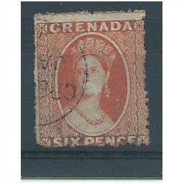 grenada stamps sg7 orange red 6d small star. a used