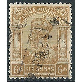 India 1912 SG177 6a Yellow-Bistre Good+ Used ....