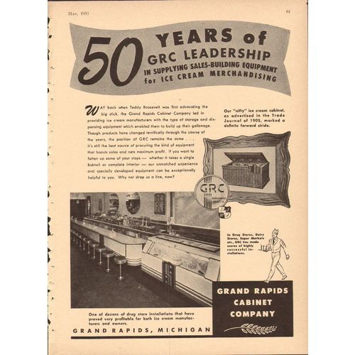 grand rapids cabinet company 1951 leadership ice cream vintage ad