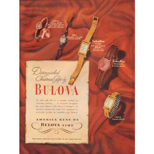 bulova watch company 1946 distinguished christmas gifts vintage ad