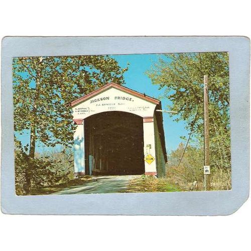 IN -Rockville Covered Bridge Postcard #14-61-28 Jackson Bridge Over Sugar ~90