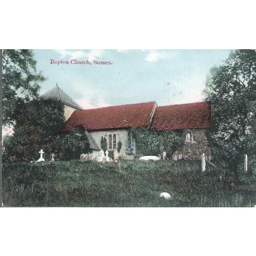 Bepton, W Sussex nr Chichester & Midhurst - Church - postcard c.1910s