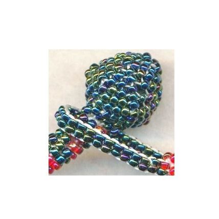 Red Black Bead Crochet Rope Choker Paua Shell Pendant 9