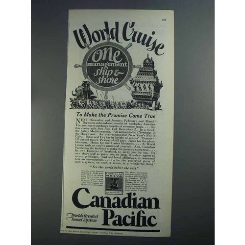 1926 Canadian Pacific Cruise Ad - One Management