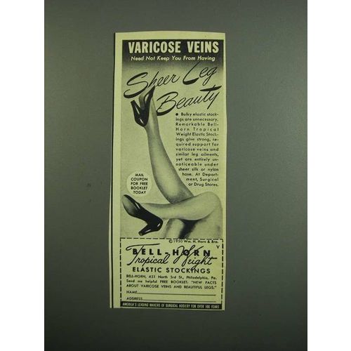 1950 Bell-Horn Tropical Weight Elastic Stockings Ad