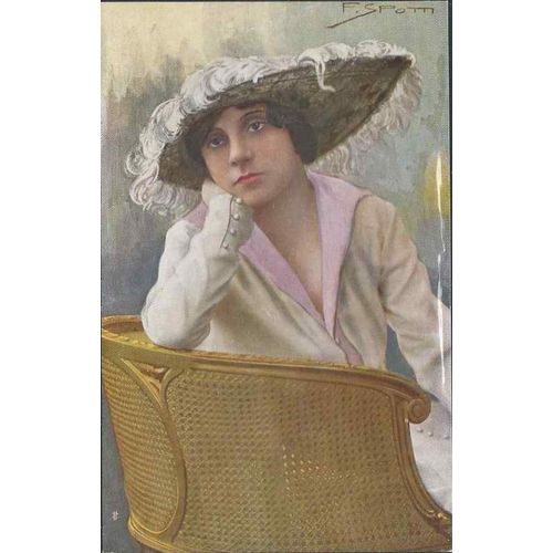 Glamour Lady ART Nouveau Spotti Signed Artist c.1920 MINT Marla Melato #5