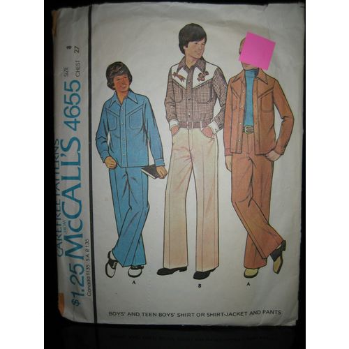 Vintage McCall's #4655 Boy's Shirt, Jacket & Pants Pattern - Size 8 Chest 27