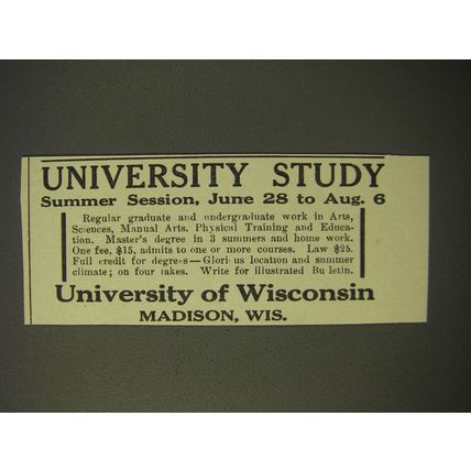 1909 University of Madison Ad - University Study Summer Session, June 28