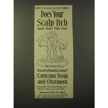 1914 Cuticura Soap Ad - Does your scalp itch and hair fall out