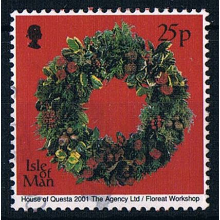 Isle Of Man 2001 SG966 I.O.M.21 Christmas Traditional Wreath 25p Used Stamp