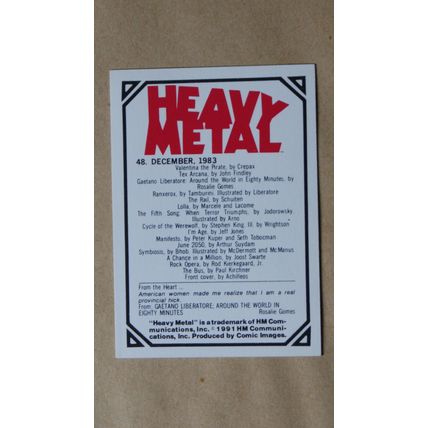 Heavy Metal Base trading Card # 48 (A) 1991 Cover Magazine Achilleos