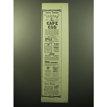 1950 Cape Cod Chamber of Commerce Advertisement - Summer Program On Old Cape Cod