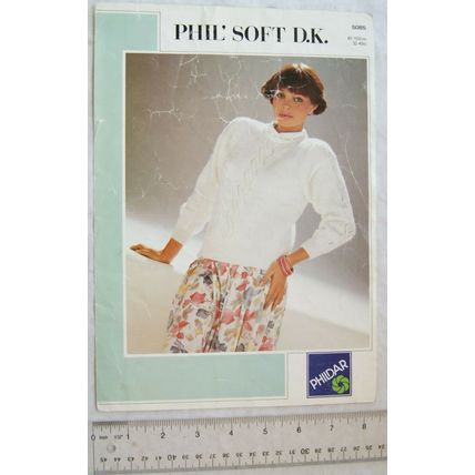 Vintage: Phildar 5085 sweater with lace panels, DK