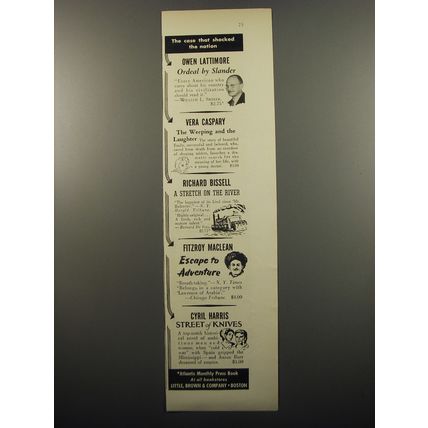 1950 Little, Brown & Company Books Ad - Ordeal by Slander by Owen Lattimore