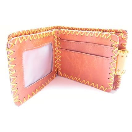 Ladies Yellow Leather Wallet with Flower & Geometric Design Detail 9 CM - 0015P