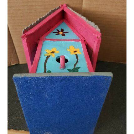 Handmade Homemade Folk Art Flower Spring Themed Decorative Indoor Birdhouse