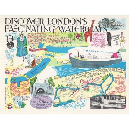 Camden Town London Waterways Zoological Gardens Rare Giant Postcard