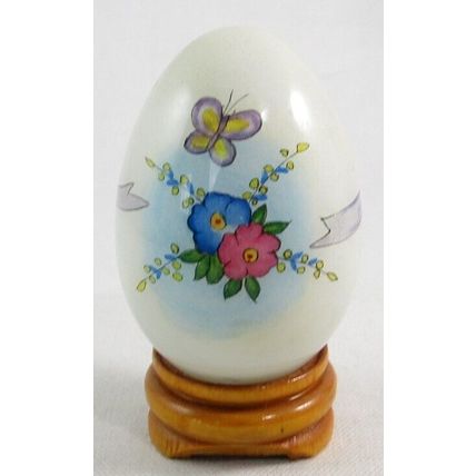 Pre-Owned Collectible Egg with Stand, Birds, Bird Bath, Butterflies & Flowers