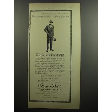 1952 Rogers Peet Grey Flannel Suits Ad - Grey Flannel suits alone show