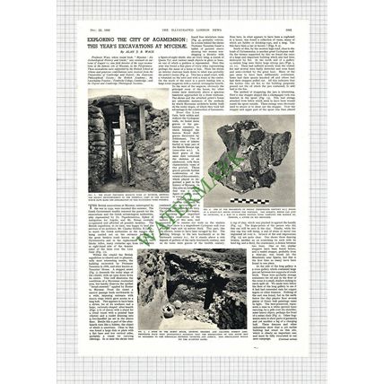 Mycenae Excavations Alan Wace Charles Hobbis - 1950 Article