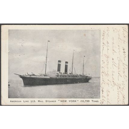 American Line Steamer "New York", c.1905 - Postcard