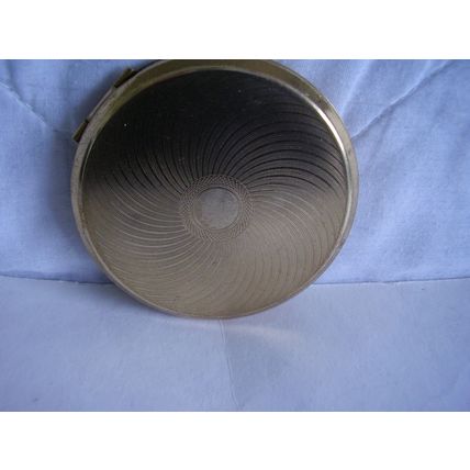 Vintage Cream Powder Compact Brass Machine Turned Spiral Design