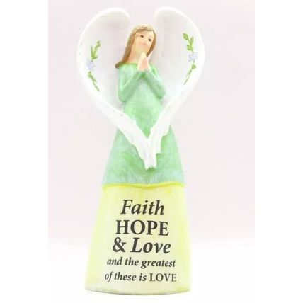 Angel Figurine 1 Cor 13:13 Faith Hope & Love 12.5 CM Gift Home Decor Jesus Love