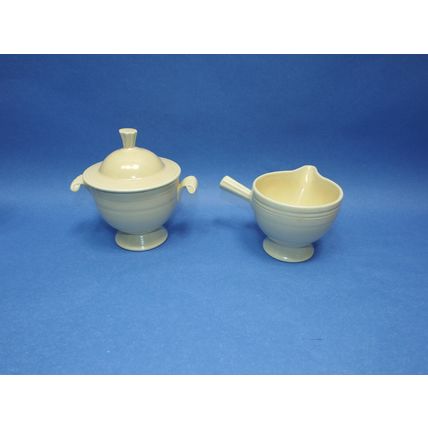 1930's Mint Rare Fiestaware Vintage Ivory Demitasse & Creamer Fiesta HLC CT USA