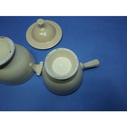1930's Mint Rare Fiestaware Vintage Ivory Demitasse & Creamer Fiesta HLC CT USA