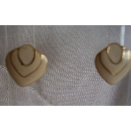 Vintage Earrings Cream Enamel Peardrop Pierced Retro 1970's Studs