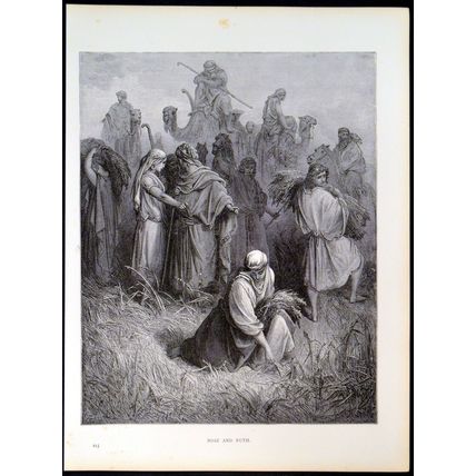 BOAZ AND RUTH 1885 Gustave Doré - Pannemaker ANTIQUE ENGRAVING