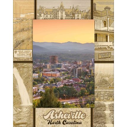 Asheville North Carolina Laser Engraved Wood Picture Frame Portrait (5 x 7)