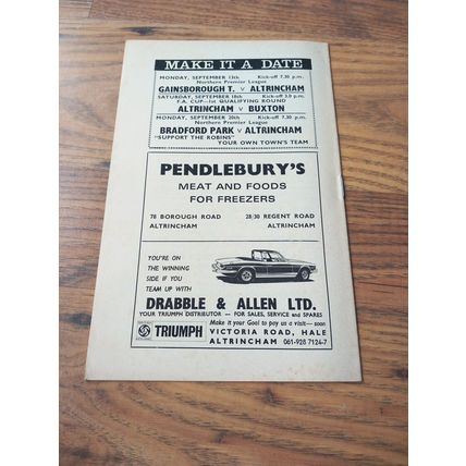 1971/72 Altrincham vs Lancaster City - Watney Northern Premier Cup * FREE P&P *