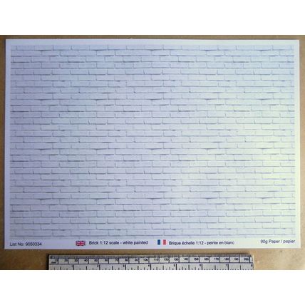 Papier brique – peint en blanc – échelle 1/12 – feuille A4 (297 x 210mm)