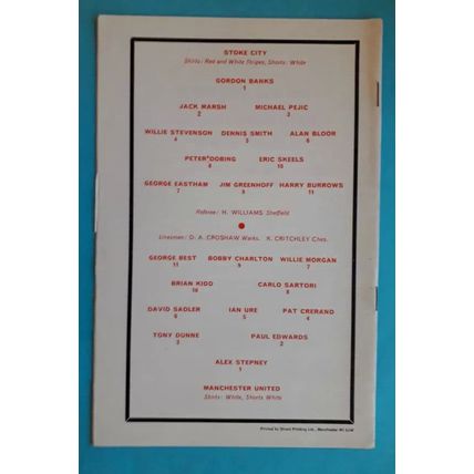 Stoke City v Manchester United 1969 - 1970 football programme 28/ 2/70