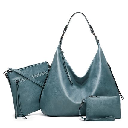Women Shoulder Bags Tote Satchel Hobo 3pcs Purse Set Blue