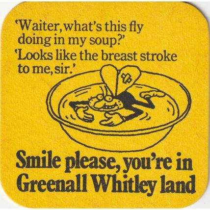 BEER MAT - GREENALL WHITLEY BREWERY - SMILE PLEASE - (Cat No 258) - (1973)