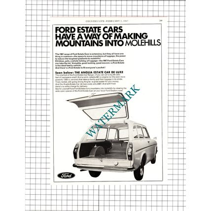 Ford Estate Car Ford Anglia Estate Car De Luxe Advert - 1967 Cutting / Print