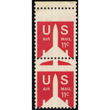 C78, MNH 11¢ Misperforated Freak Error Top Row Pair - Airmail * Stuart Katz