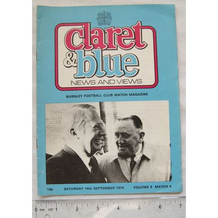 1974 programme Burnley v. Leeds United, Vol. 5, Match 4
