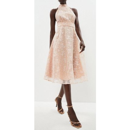 COAST Halter Neck Organza Jacquard Midi Dress BNWT