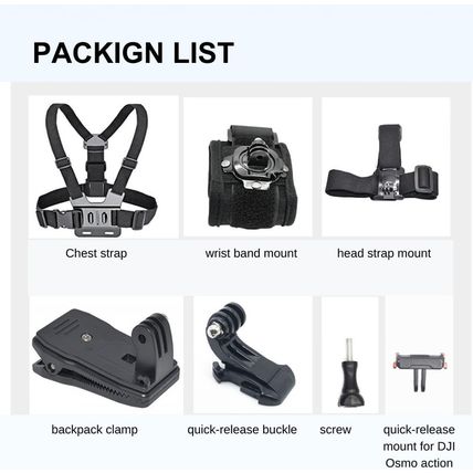 Accessory Kit for DJI Osmo Action: Camera Chest Strap, Camera Head Mount, Camera