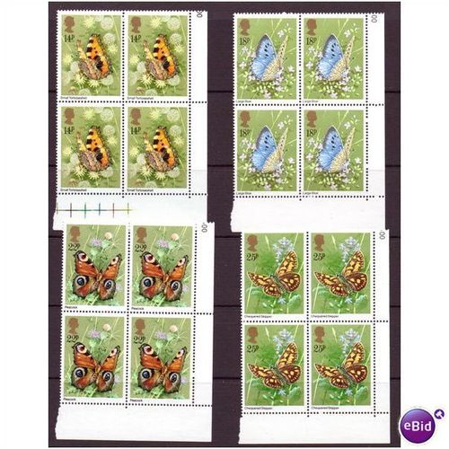 butterflies stamps commemoratives blk 4 sg1151 mnh set