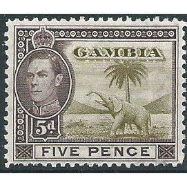 Gambia 1941 SG154a 5d Sage-Green & Purple-Brown Mounted Mint .. ..