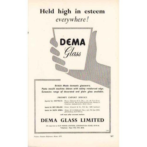 dema glass ltd 1953 british made domestic glassware vintage ad