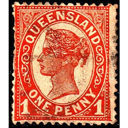 Australia QLD 1896 Queen Victoria 1d Used Stamp One Penny .