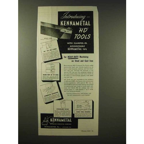 1945 Kennametal HD Clamped-On Tools Ad