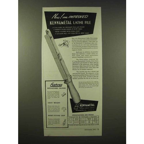 1945 Kennametal Lathe File Ad - Improved